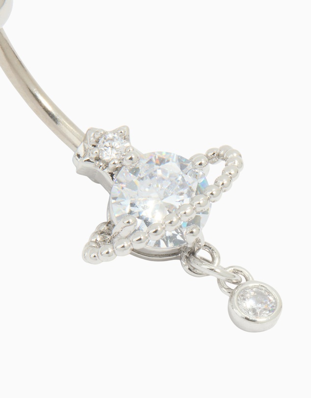 Lovisa - Titanium Cubic Zirconia Planet Belly Bar
