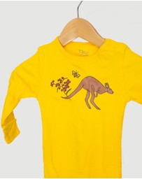 B Free Intimate Apparel - Baby Snap Button Sleepsuit with Booties - 100% Organic Cotton - Yellow Kangaroo