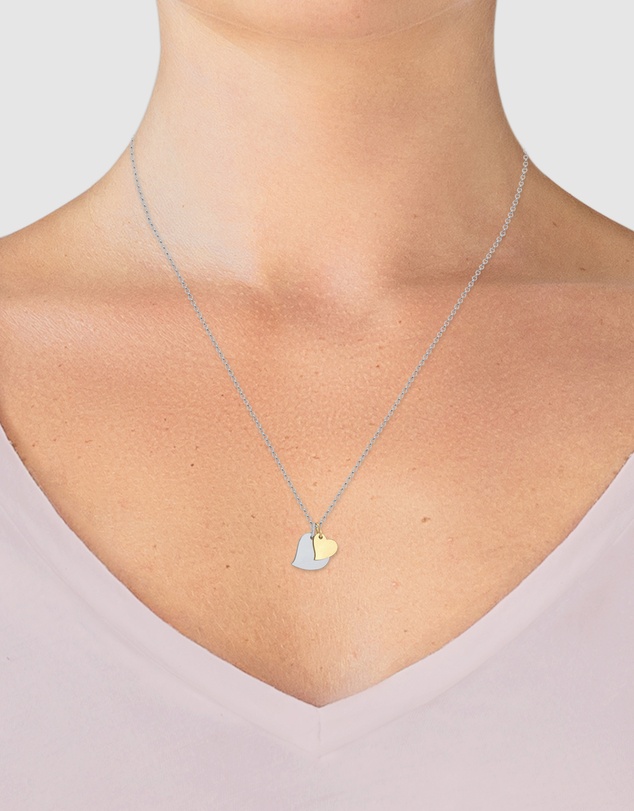 Elli Jewelry - Necklace Set Heart Pendant Bi-Colour in 925 Sterling Silver