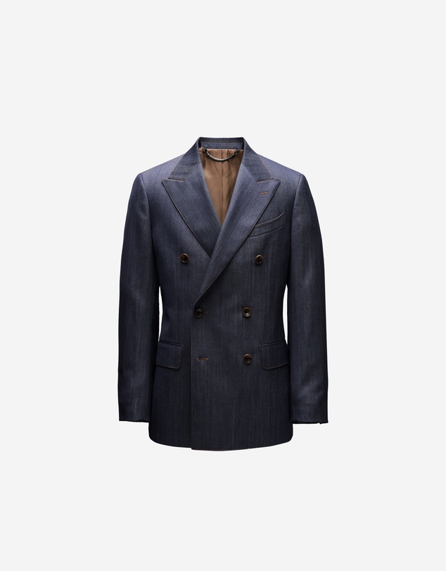 Calibre - Wool Denim Double-Breasted Suit Jacket Navy