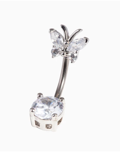 Lovisa - Titanium Cubic Zirconia Butterfly Belly Bar