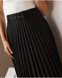 Atmos&Here - Hailey Pleated Belt Midi Skirt