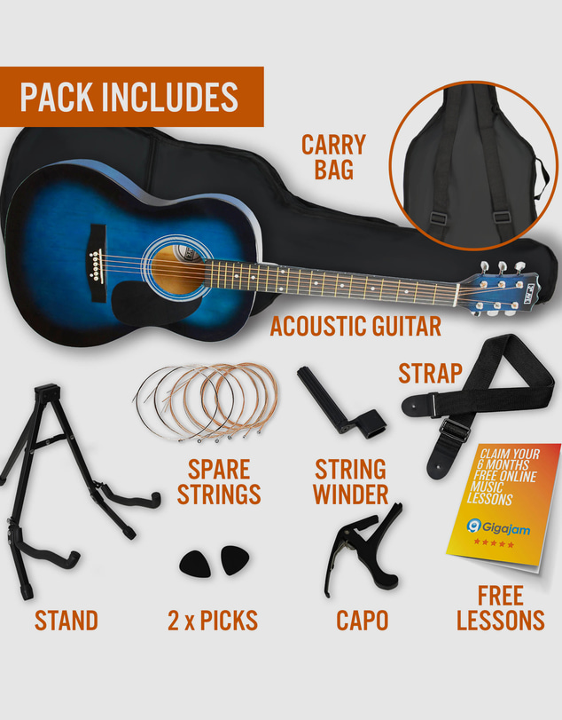 iWorld - 3rd Avenue Acoustic Guitar Premium Pack - Blueburst