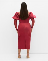 City Chic - Plus size Valentine Off Shoulder Dress - crimson