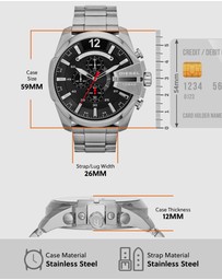 Diesel - Mega Chief Silver Tone Chronograph Watch