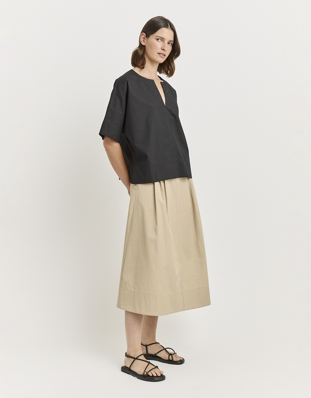 Toorallie - Poplin Split Neck Top