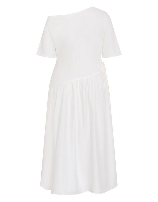 City Chic - Plus size Off Shoulder Mixed Media Maxi Dress - ivory