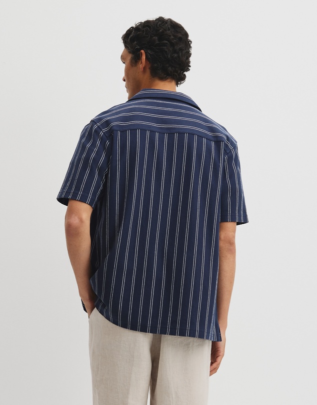Country Road - Textured Stripe Cuban Shirt