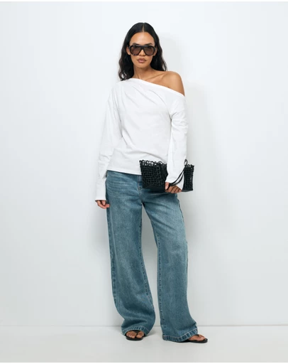 AERE - Caia Off Shoulder Long Sleeve T-Shirt