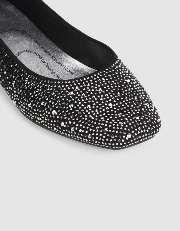 Rollie - Ballet Square Toe Rhinestone Flat