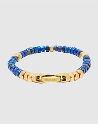 Nialaya Jewellery - Men's Hexagon Beaded Bracelet with Blue Lapis and Gold