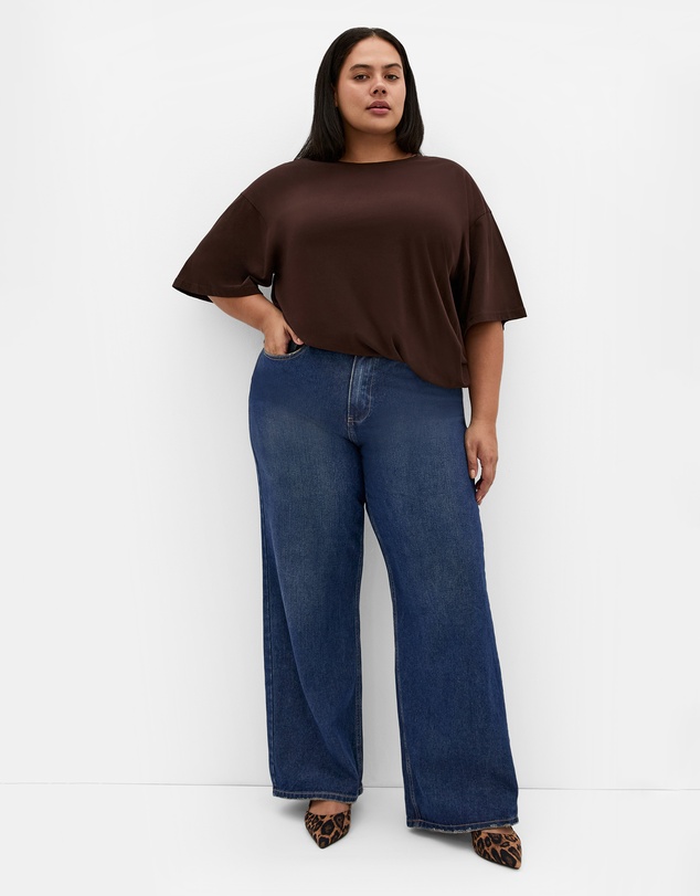 City Chic - Plus size Harley Fit Talia Wide Leg Jean - dark wash