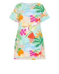City Chic - Plus size Summer Love Print Sleep Shirt - mint