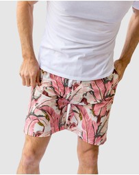 Sant And Abel - Men's Martinique® Pink Banana Leaf Sleep Shorts