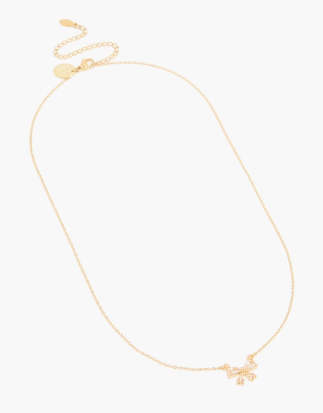 Lovisa - Waterproof Gold Plated Stainless Steel Cubic Zirconia Bow Pendant Necklace