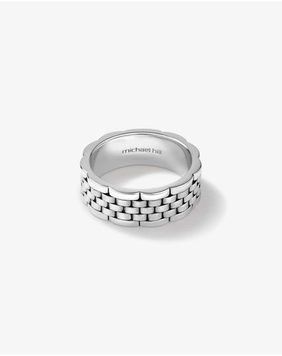 Michael Hill - Men's Link Pattern Textured Ring in Sterling Silver