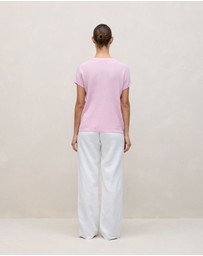 Trenery - Linen Cotton Cable Knit T-shirt in Soft Lilac