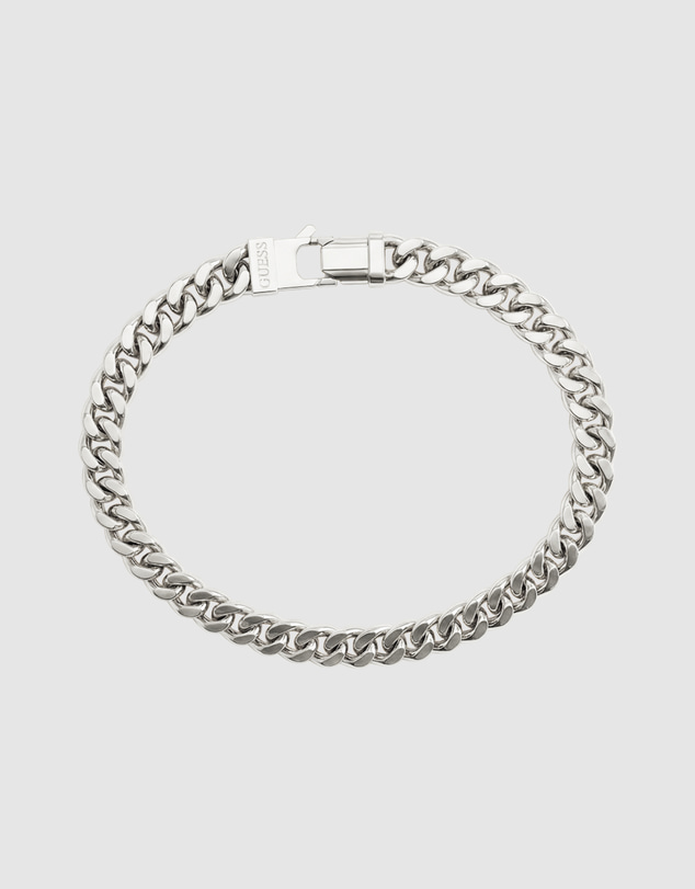 GUESS - GUESS Mens Silver-Tone 8mm Curb Chain Bracelet
