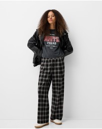Bershka - Straight Fit Plaid Pants