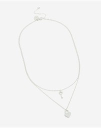 Lovisa - Waterproof Stainless Steel Key & Heart Lock Layered Necklace