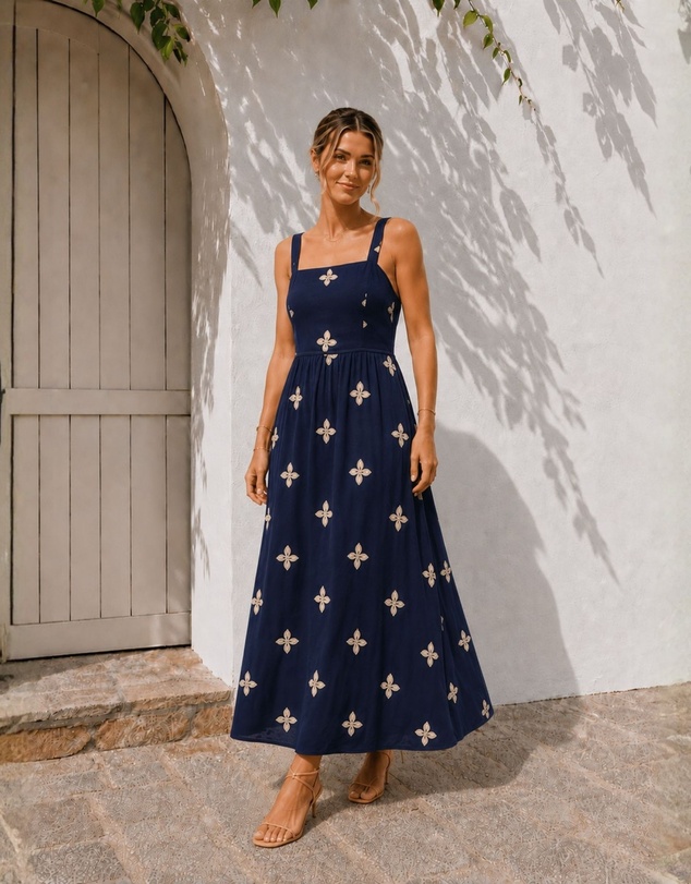 Esther & Co - Atasha Dress - Navy Print
