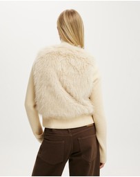 Cotton On - Faux Fur Knit Jacket