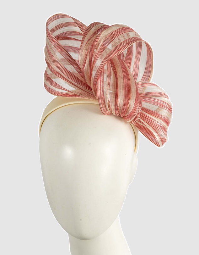 Fillies Collection - Bespoke Red Cream Bow Racing Fascinator