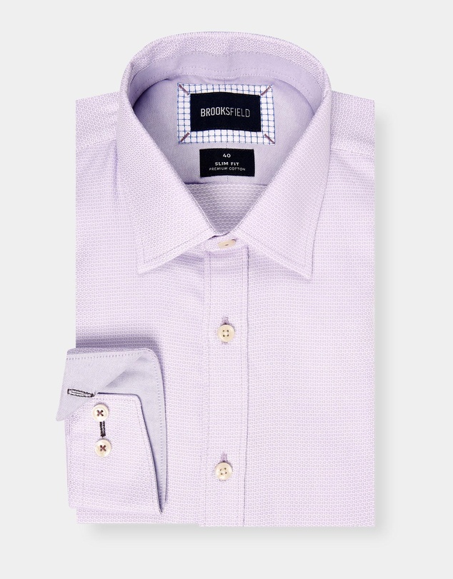 Brooksfield - Tonal Textured Slim Fit Dress Shirt