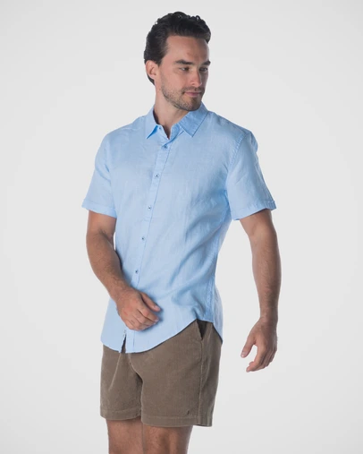Coast Clothing - Short Sleeve Linen Shirt - Summer Blue