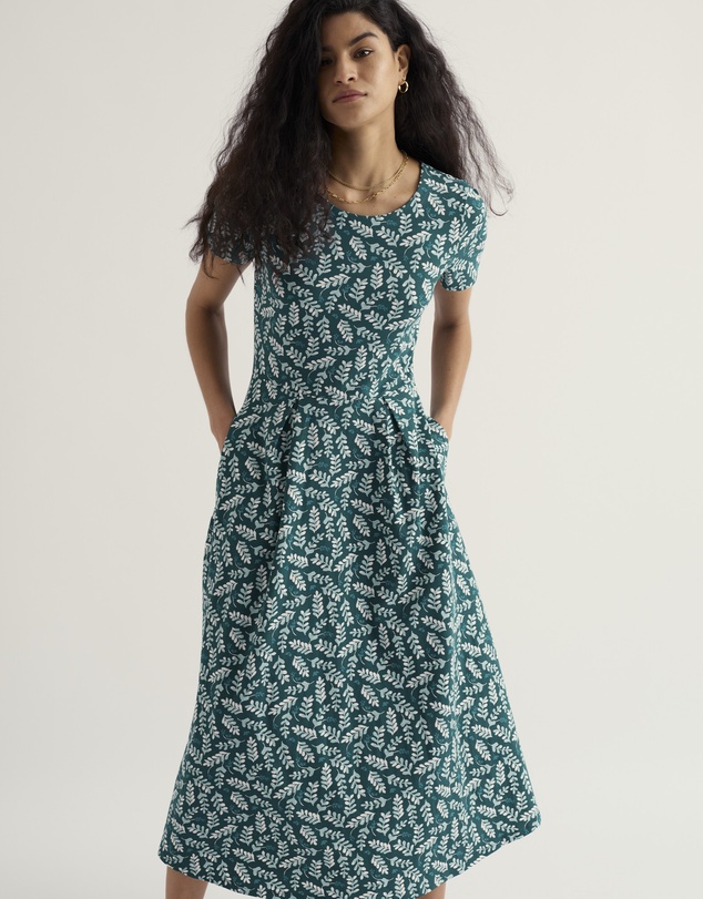 Seasalt - Seasalt Cornwall Blue Veronica Short Sleeve Midi Dress