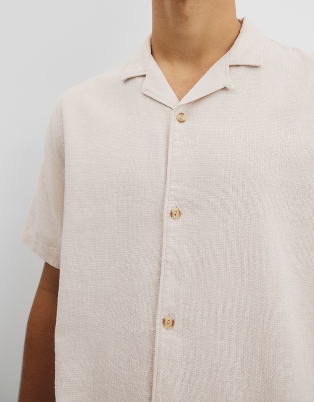 Country Road - Short Sleeve Cotton Linen Basket Weave Shirt