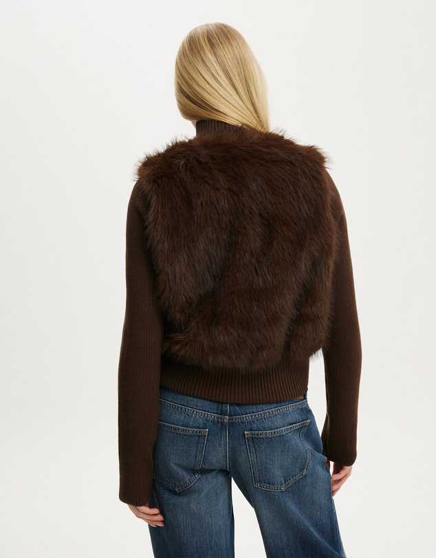Cotton On - Faux Fur Knit Jacket
