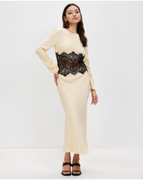 Third Form - Visions Lace Trim LS Maxi Dress