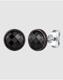 Kuzzoi - ICONIC EXCLUSIVE - Crystal Stud Earrings in Oxidised 925 Sterling Silver