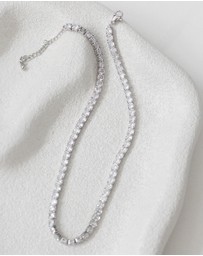 The White Collection - Tiffany - Modern Silver Bridal Necklace