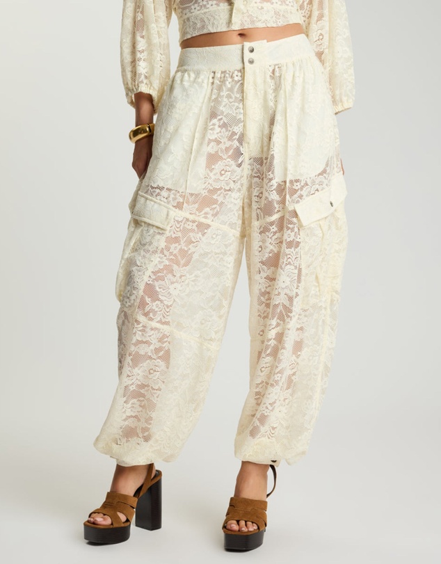 ONE TEASPOON - Savage Romance Utility Lace Pants - Vintage White