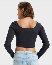 Roxy - Womens Pretty Please Long Sleeves Cropped Top