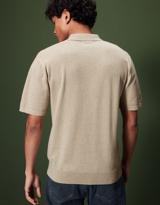 NEXT - Regular Vertical Texture Knitted Polo Jumper