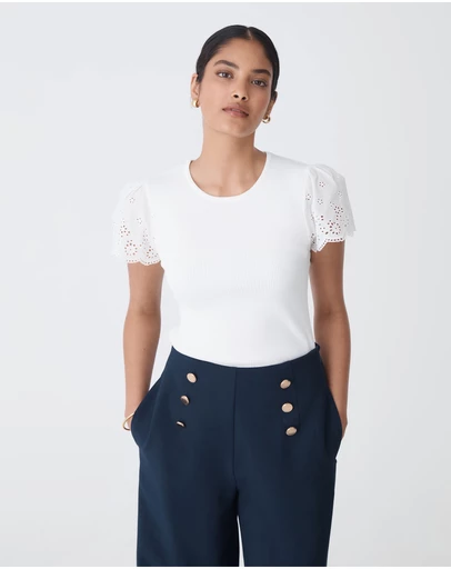Forcast - Sasha Embroidery Knit Top