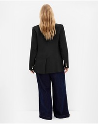 City Chic - Plus size Ella Double Breasted Relaxed Blazer - black