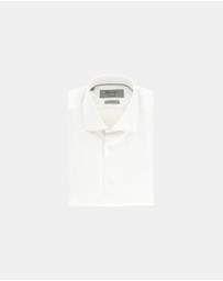 Henry Bucks - HENRY SARTORIAL Contemporary Fit Plain Twill Single Cuff Shirt WHITE