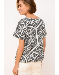 NEXT - Short Sleeve Crochet Bubblehem Top