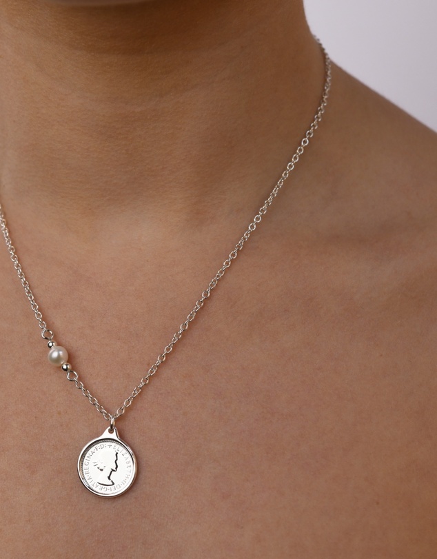 Von Treskow - Threepence Coin Necklace with Pearl