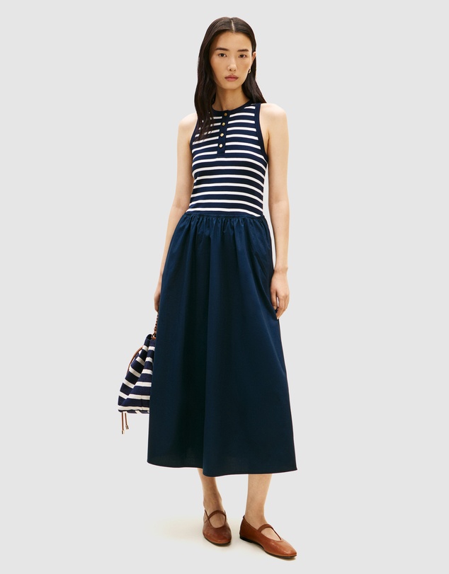 Tommy Hilfiger - Gold-Tone Button Sleeveless Maxi Dress