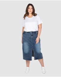 Love Your Wardrobe - Tabitha Stretch Denim Midi Skirt