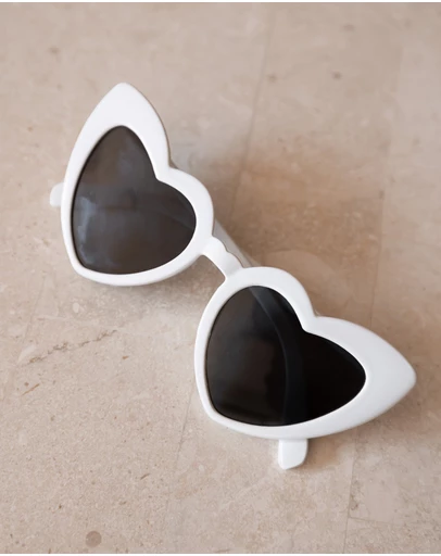 The White Collection - Stella - Modern White Love Heart Sunglasses