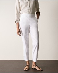 Trenery - Stretch Linen Blend Pull On Pant in White