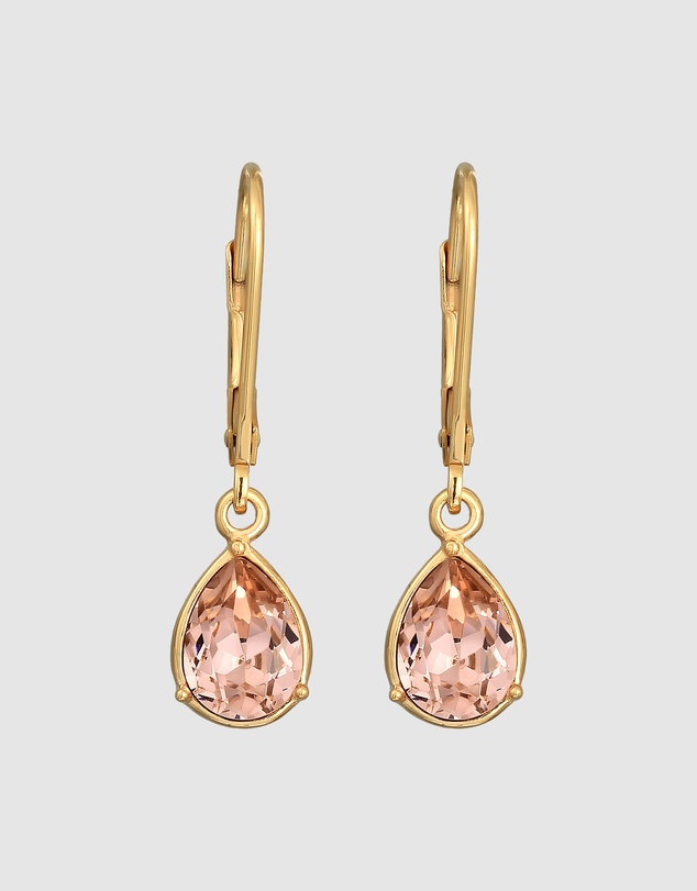 Elli Jewelry - Rose Crystal Teardrop Earrings in Gold-Plated 925 Silver