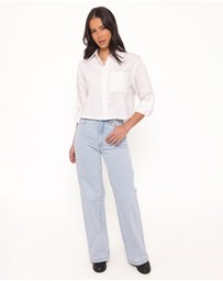 Petal & Pup - Bronagh Cropped Button Up Shirt - White