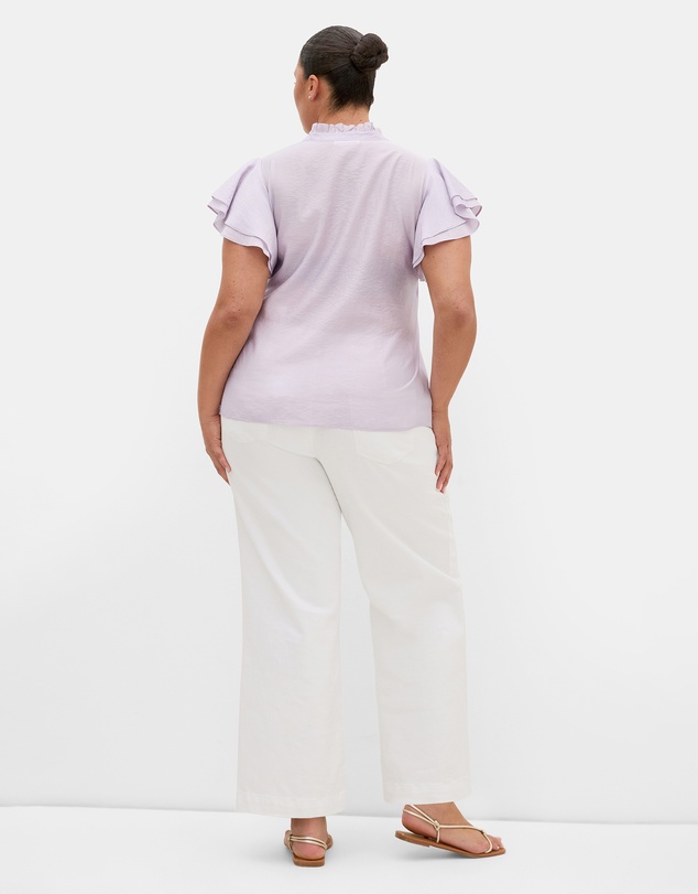 City Chic - Plus size Dakota Flutter Sleeve Top - lilac